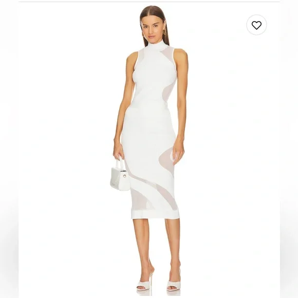 NWT Herve Lager Opaque sheer rib mock top in white XS [Top only] - Picture 7 of 11